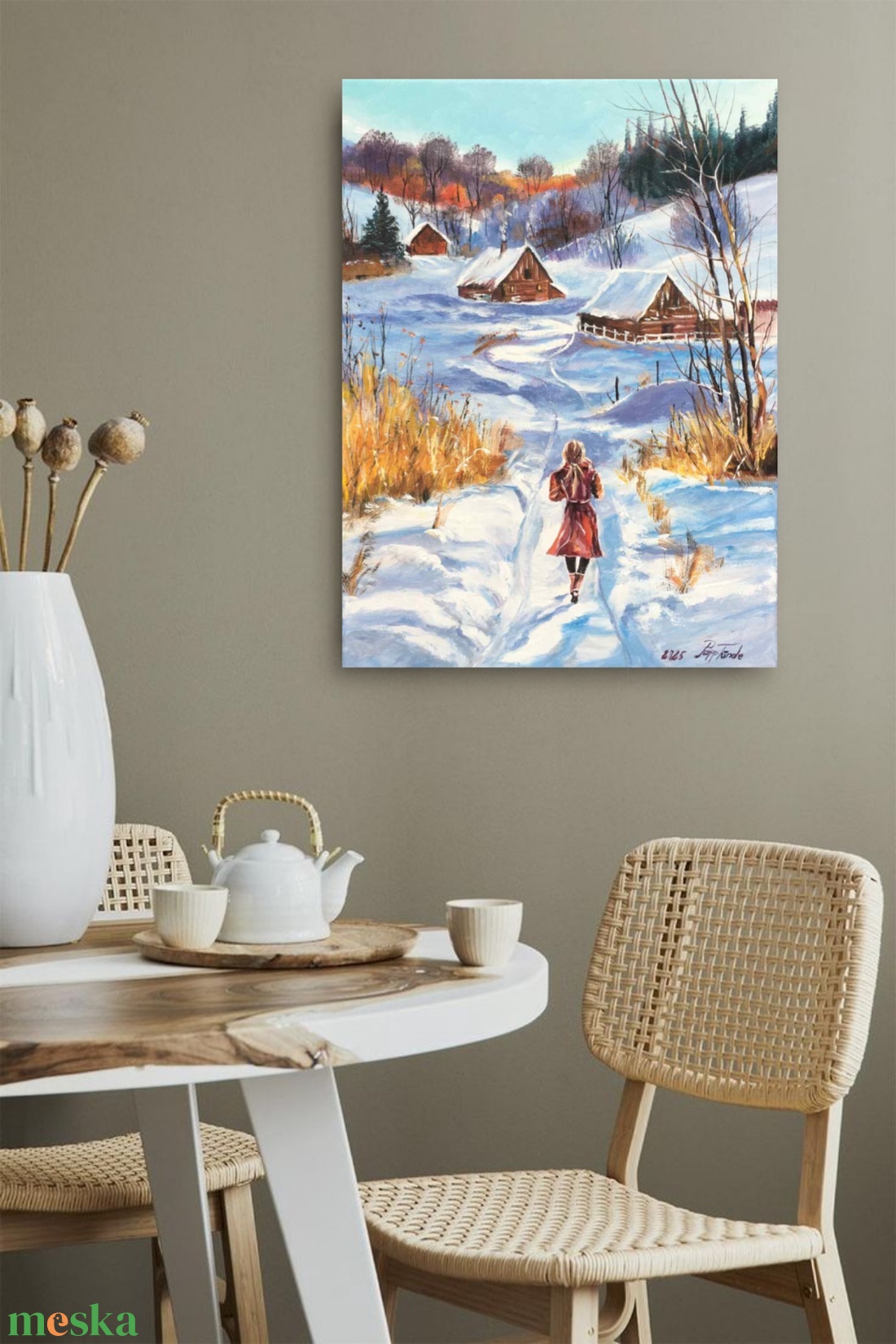 Decemberi séta c. Kortárs olajfestmény - művészet - festmény - olajfestmény - Meska.hu