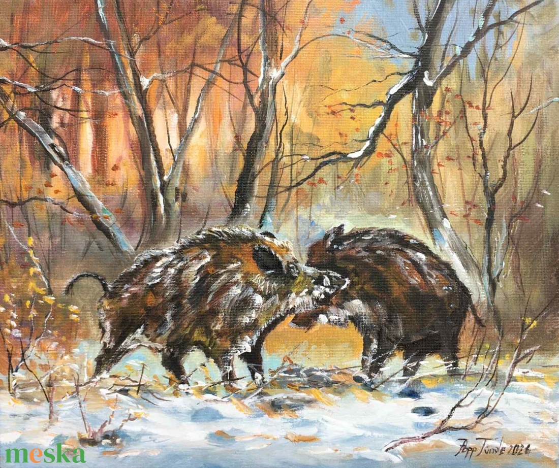 Téli párharc c. Kortárs olajfestmény - művészet - festmény - olajfestmény - Meska.hu