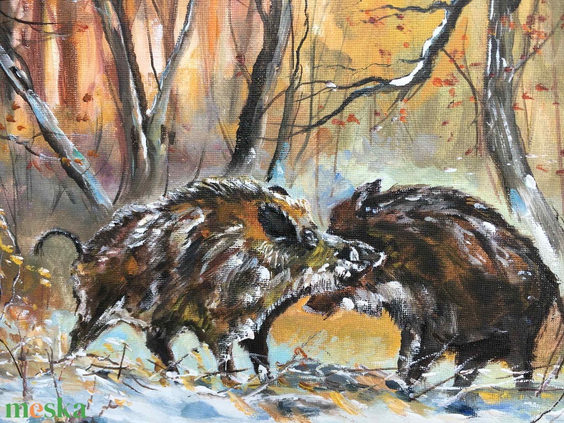 Téli párharc c. Kortárs olajfestmény - művészet - festmény - olajfestmény - Meska.hu