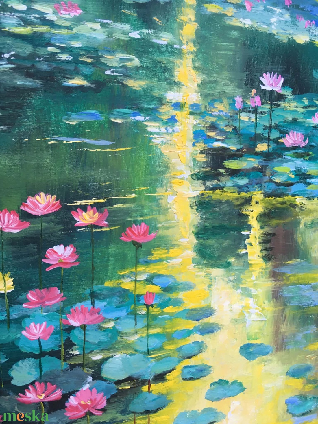 Tavirózsák fénye c. Kortárs olajfestmény - művészet - festmény - olajfestmény - Meska.hu