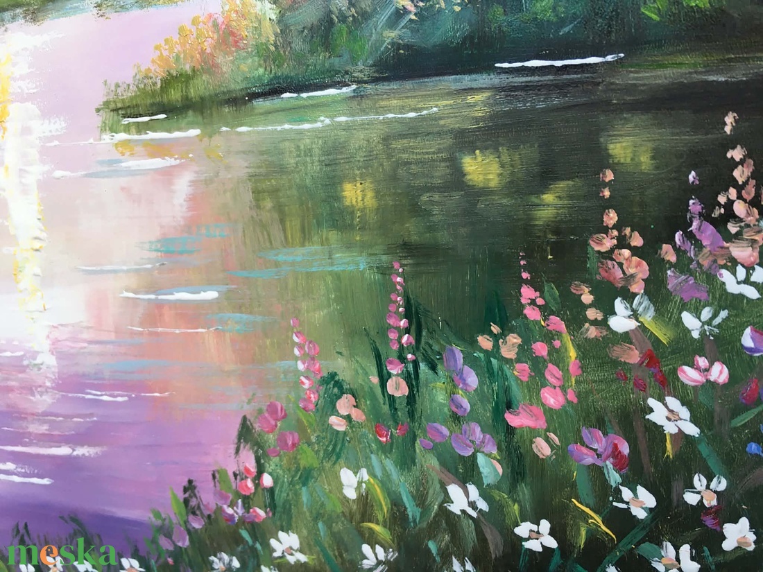 Tavaszi naplemente c. Kortárs olajfestmény - művészet - festmény - olajfestmény - Meska.hu