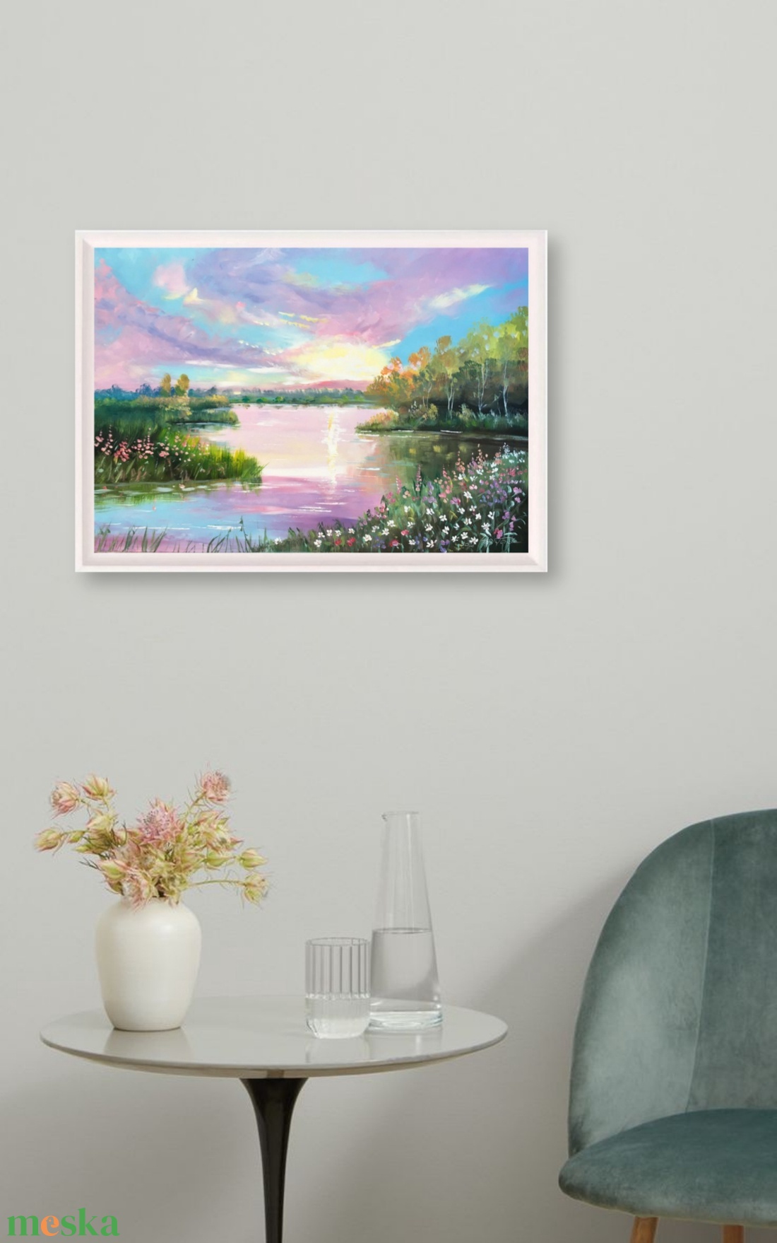 Tavaszi naplemente c. Kortárs olajfestmény - művészet - festmény - olajfestmény - Meska.hu