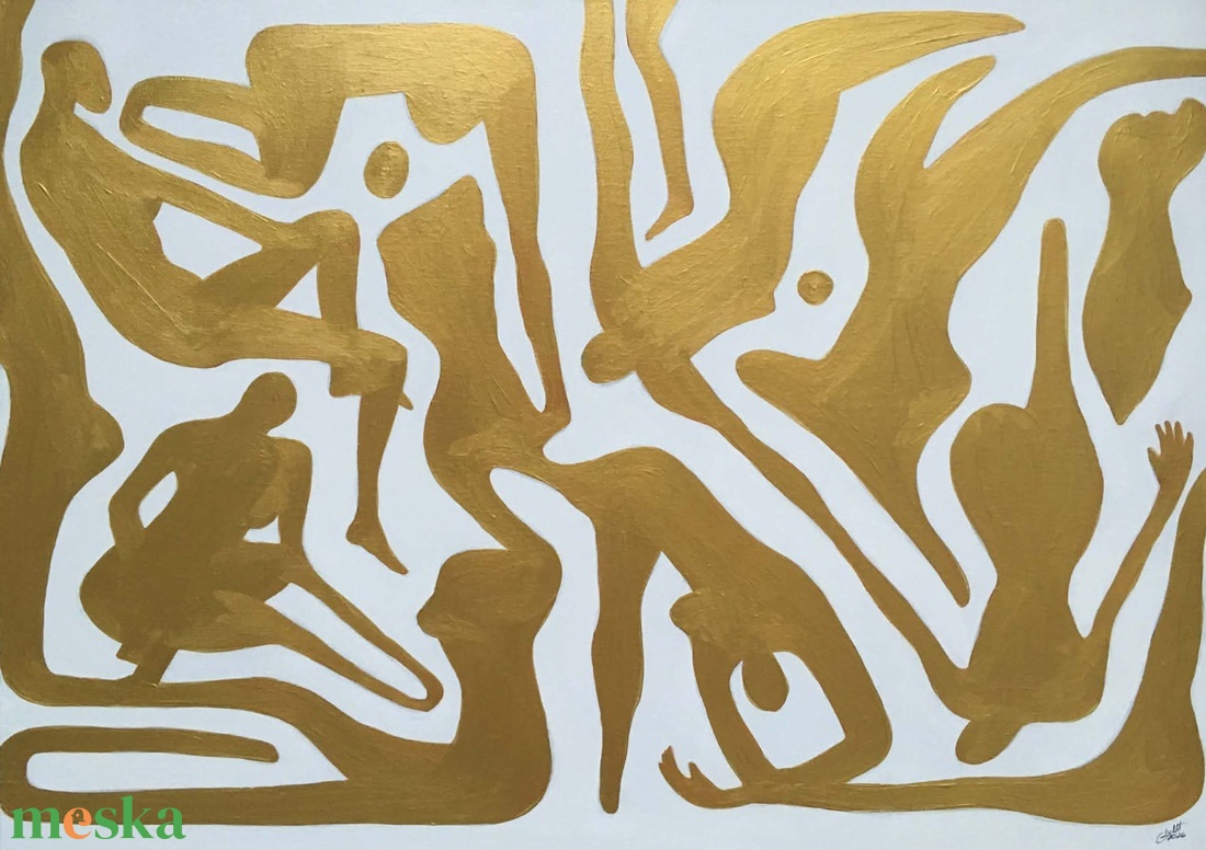 Arany dinamika c. Modern festmény - művészet - festmény - akril - Meska.hu