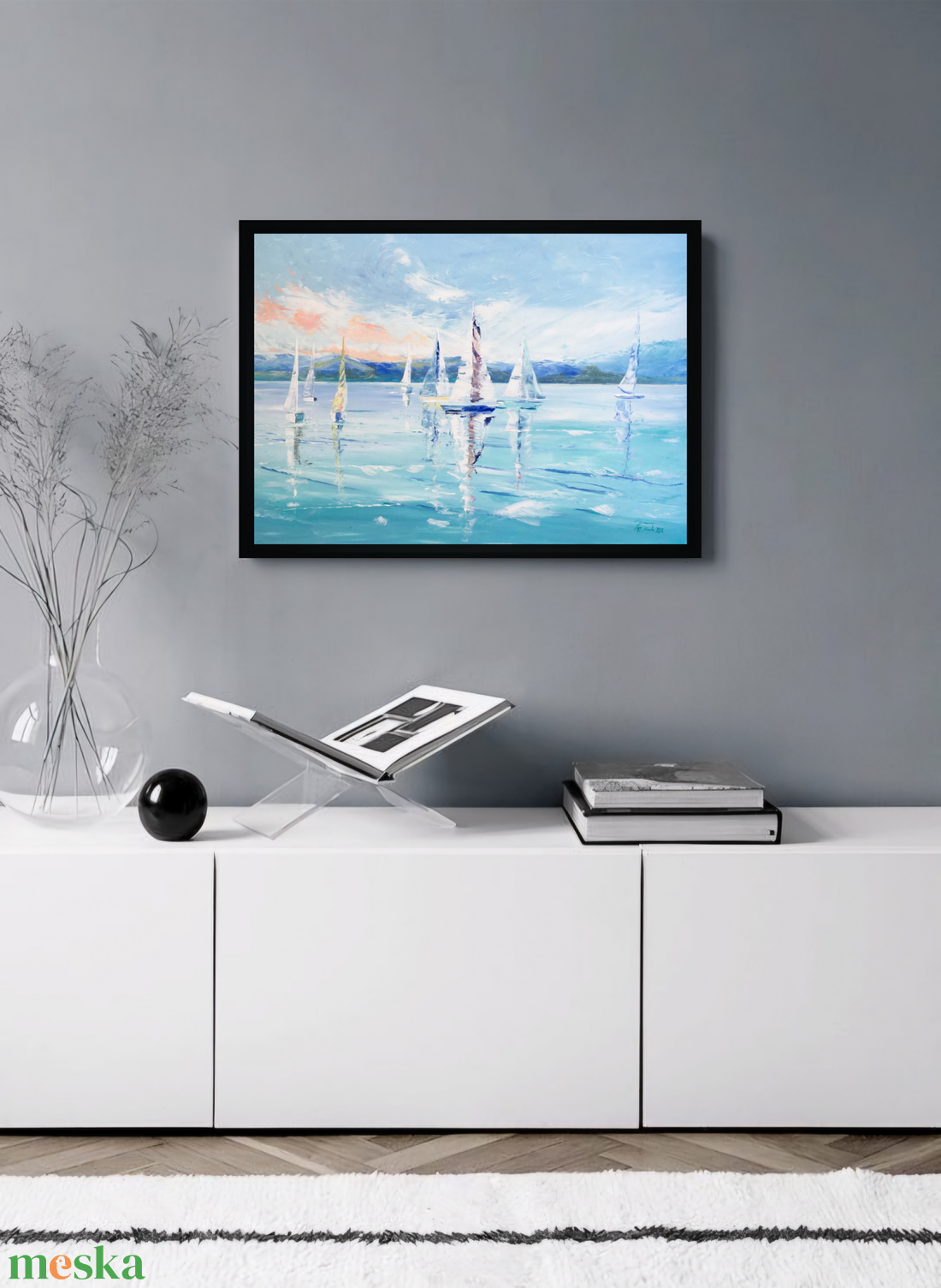 Balatoni tükröződés c. Balatonos festmény (Papp Tünde) - művészet - festmény - olajfestmény - Meska.hu