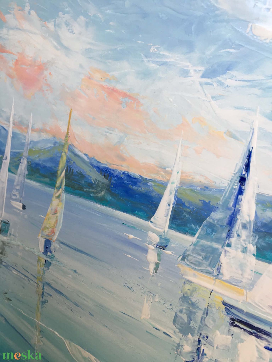 Balatoni tükröződés c. Balatonos festmény (Papp Tünde) - művészet - festmény - olajfestmény - Meska.hu