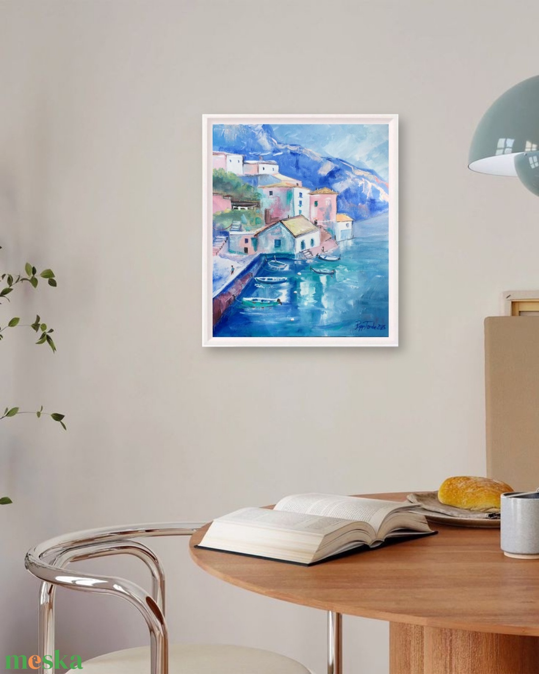 Azúrkék Santorini c. Kortárs olajfestmény - művészet - festmény - olajfestmény - Meska.hu