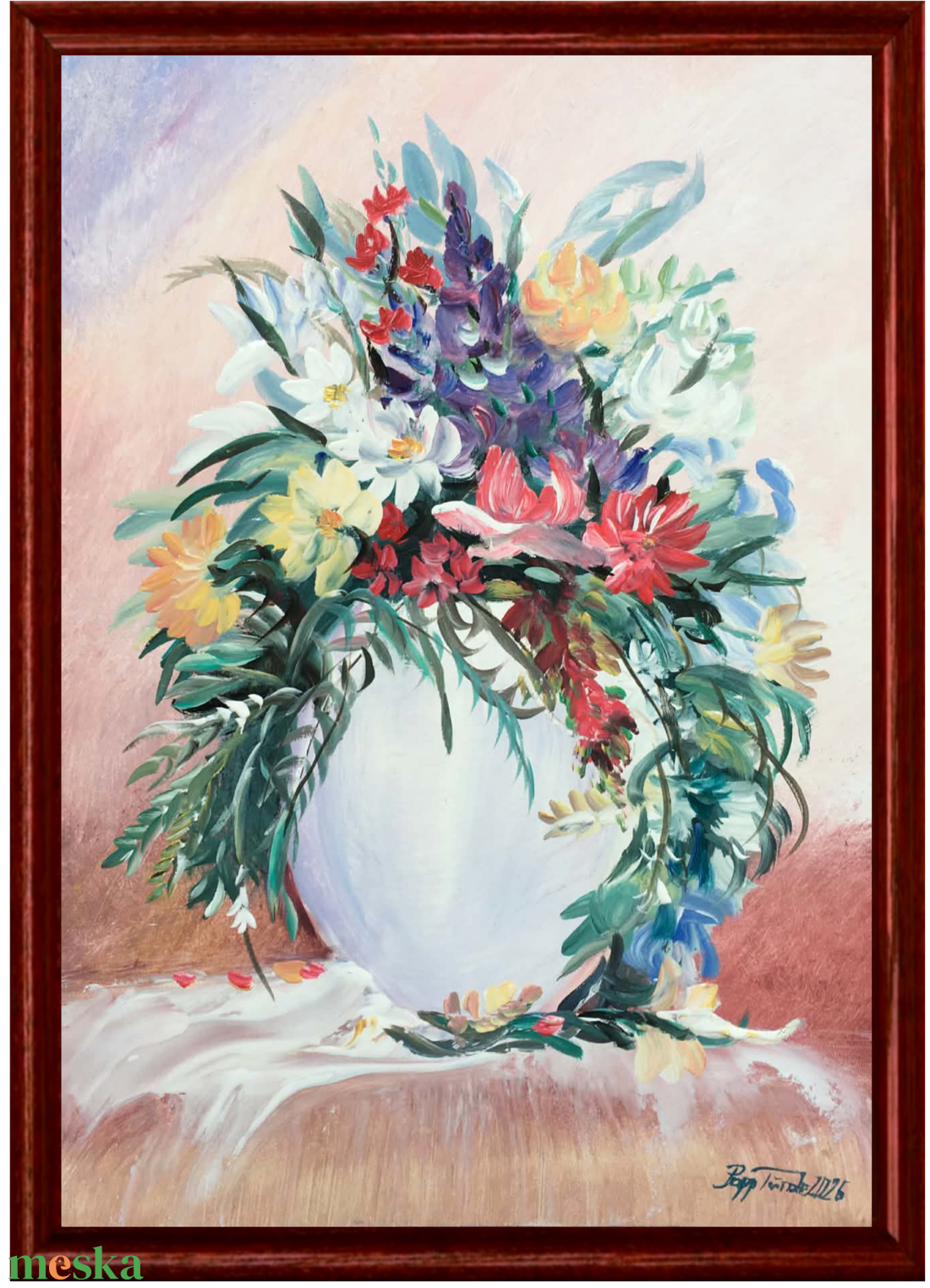 Virágzás c. Kortárs olajfestmény, csendélet ( Papp Tünde) - művészet - festmény - olajfestmény - Meska.hu