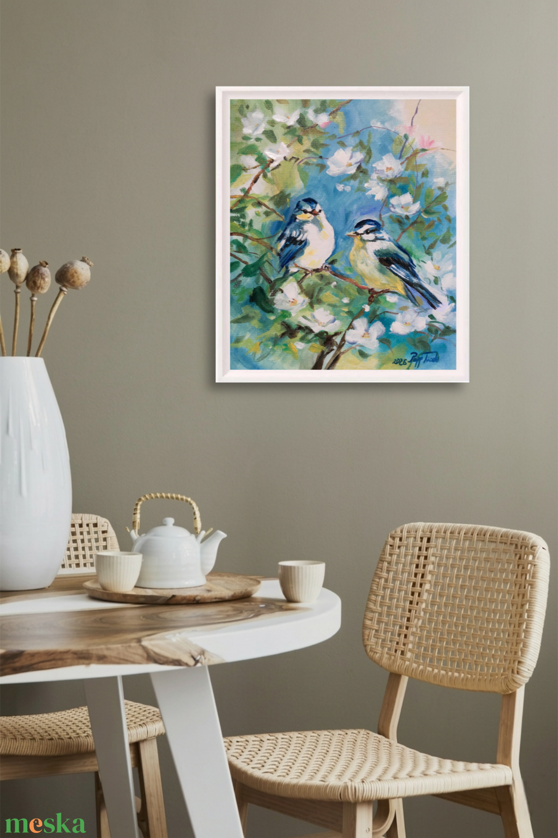 Tavaszi boldogság c. Madaras olajfestmény - művészet - festmény - olajfestmény - Meska.hu