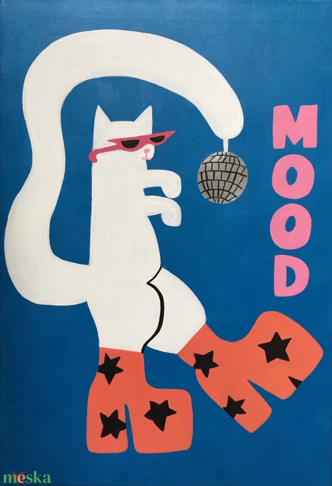 Disco cat c. Modern cicás festmény - művészet - festmény - akril - Meska.hu