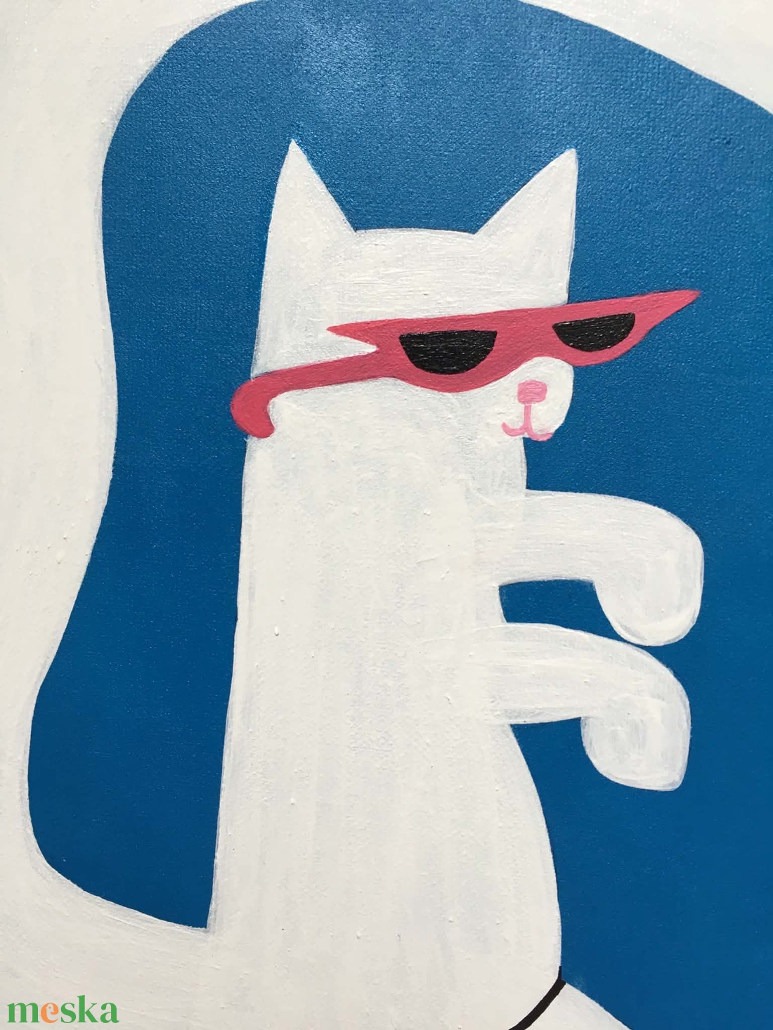 Disco cat c. Modern cicás festmény - művészet - festmény - akril - Meska.hu