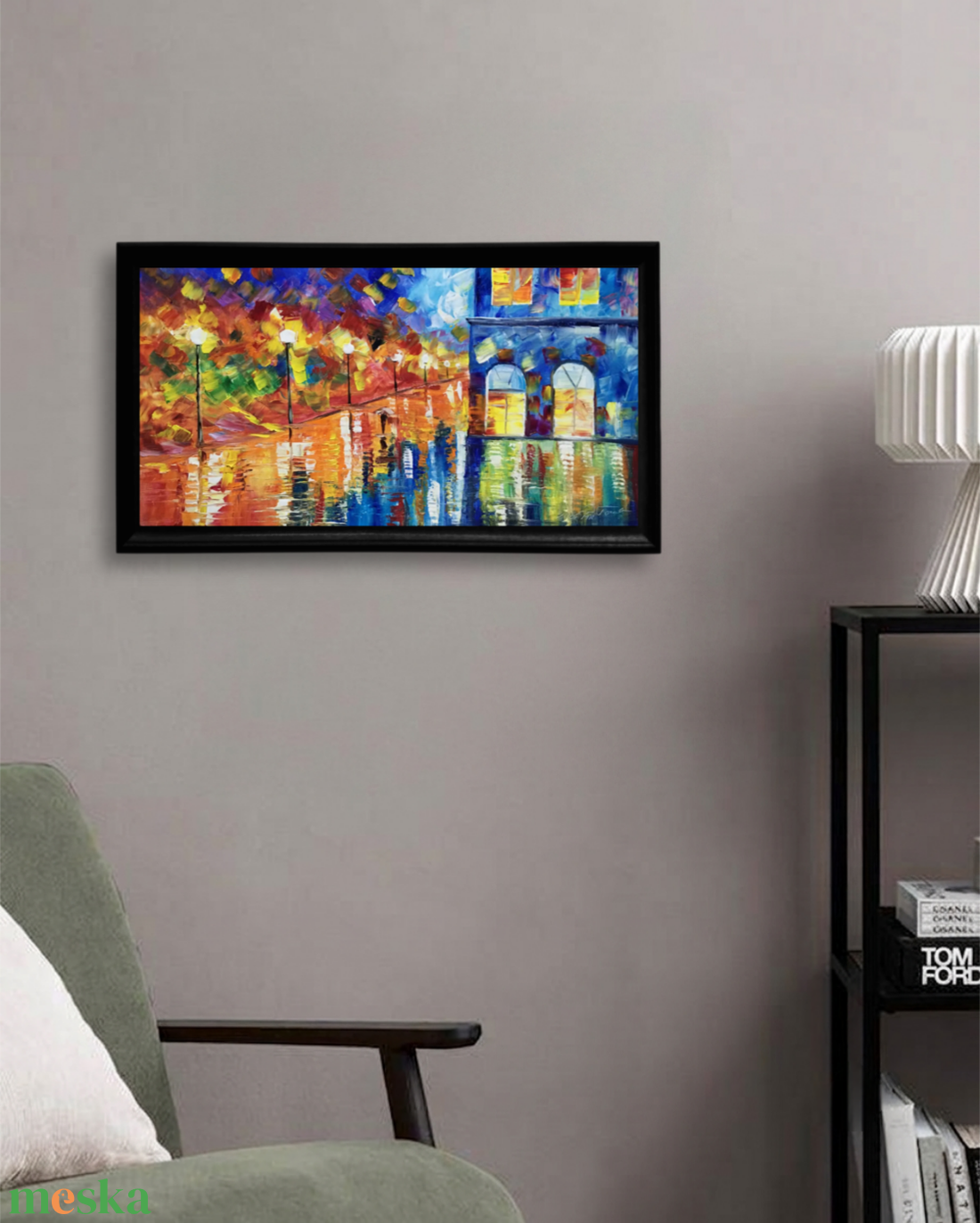 Városi fények c. Kortárs olajfestmény - művészet - festmény - olajfestmény - Meska.hu