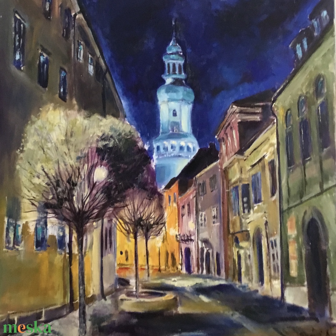 Sopron tűztorony esti fnyek olajfestmény - művészet - festmény - olajfestmény - Meska.hu Sopron tűztorony esti fnyek olajfestmény - művészet - festmény - olajfestmény - Meska.hu