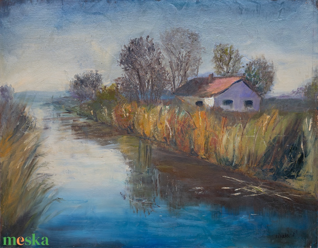 Hansági csatorna olajfestmény - művészet - festmény - olajfestmény - Meska.hu