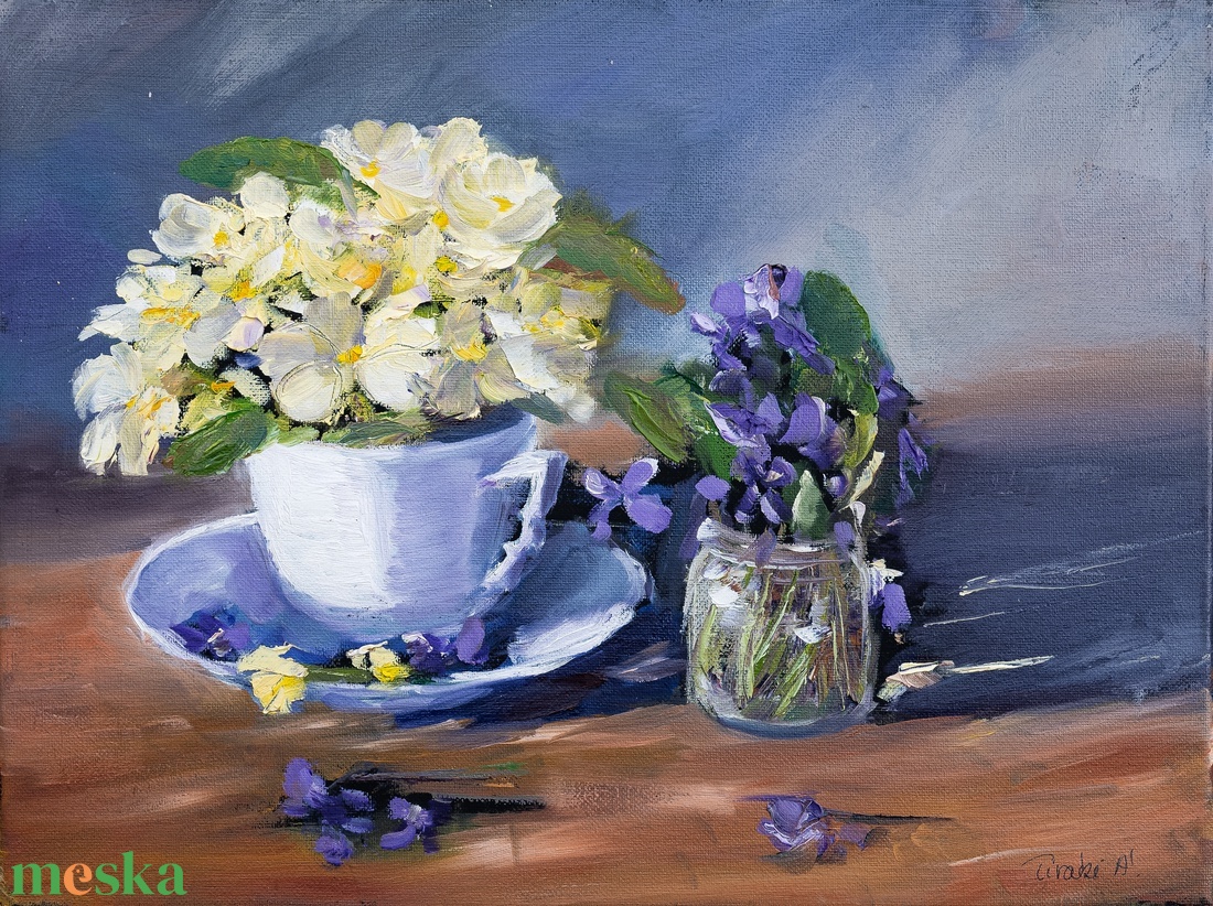 Kankalinok olajfestmény - művészet - festmény - olajfestmény - Meska.hu