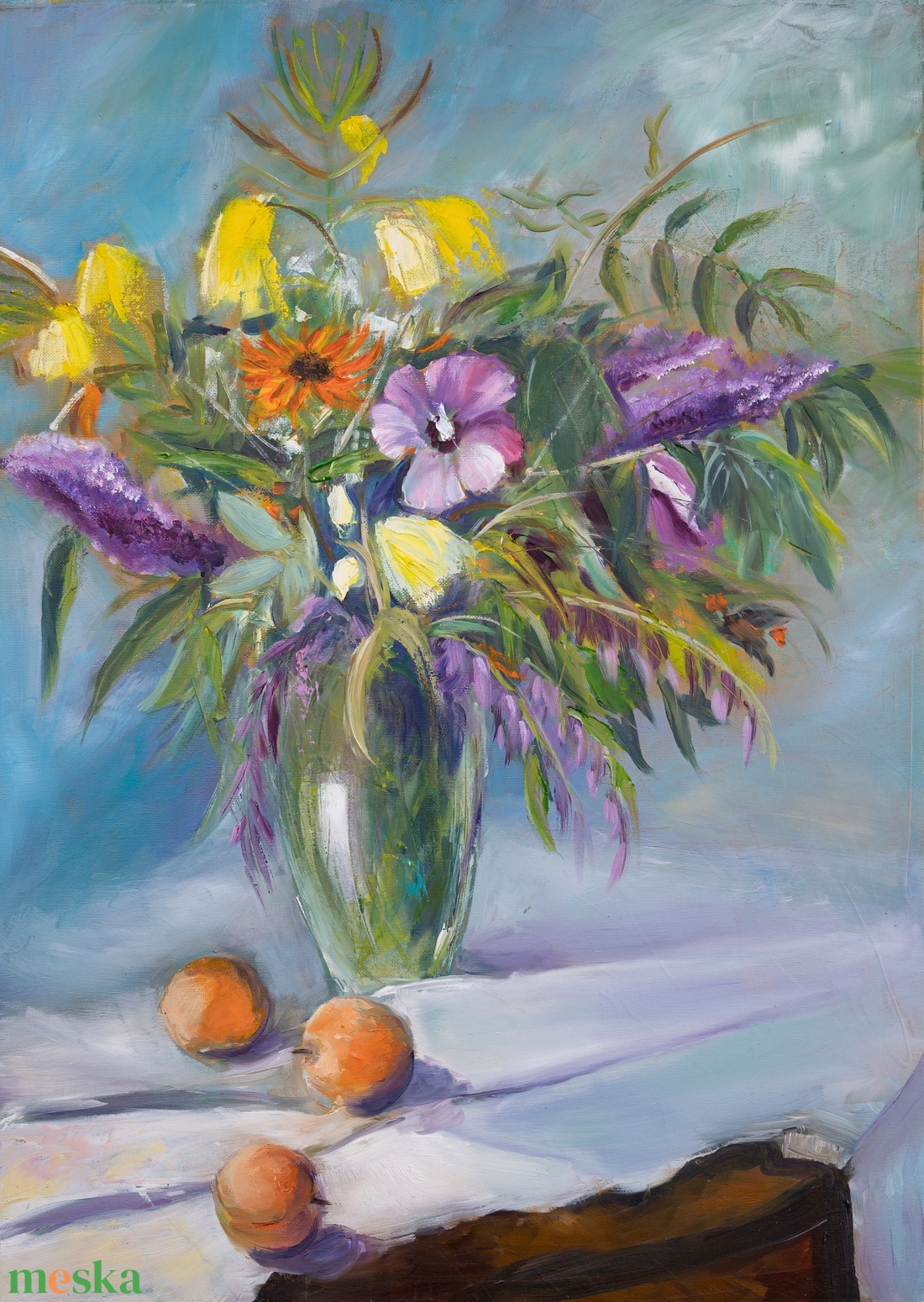 Csendélet virágokkal olajfestmény - művészet - festmény - olajfestmény - Meska.hu