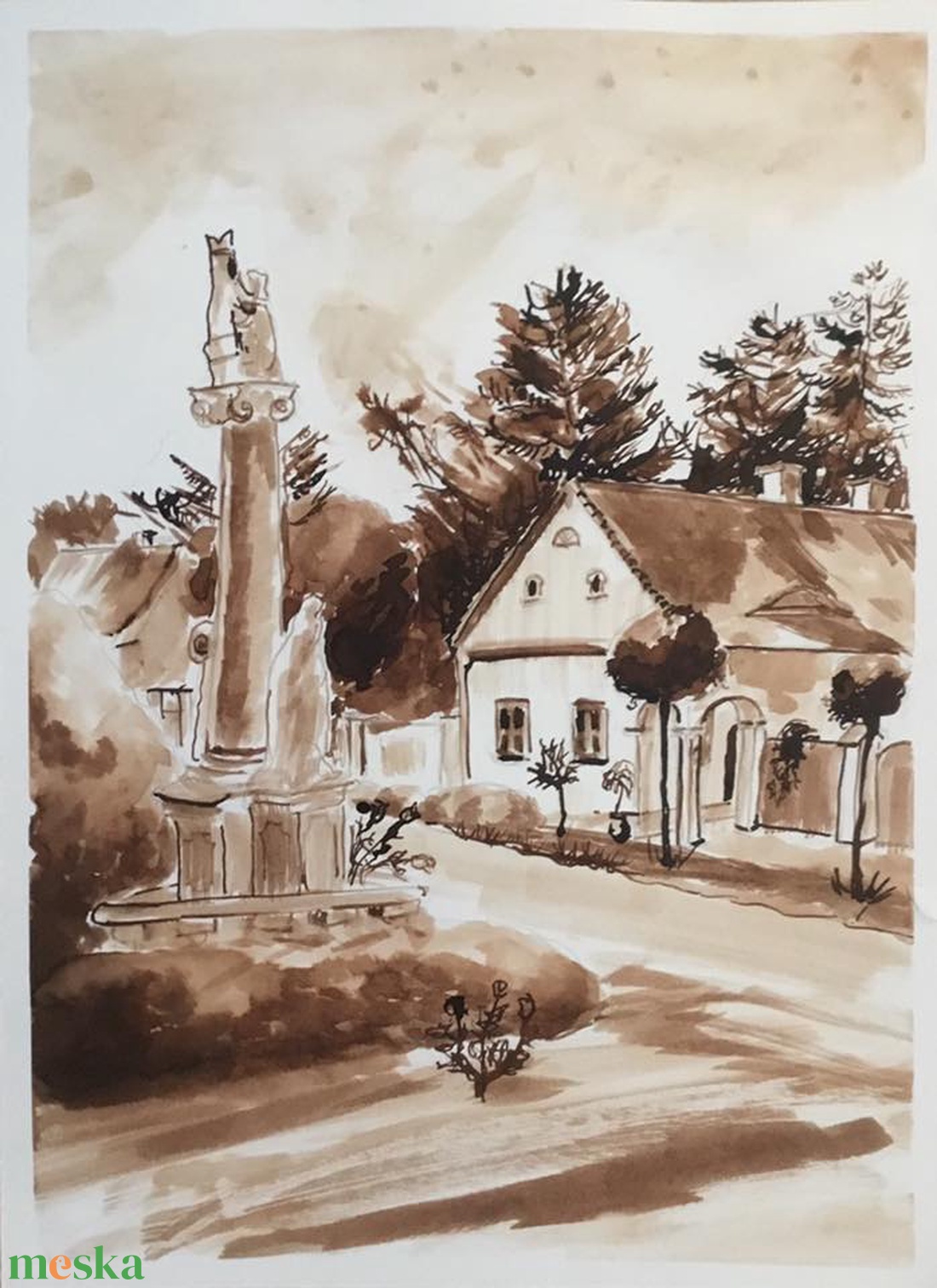 Falusi életkép, Sarród - művészet - festmény - olajfestmény - Meska.hu