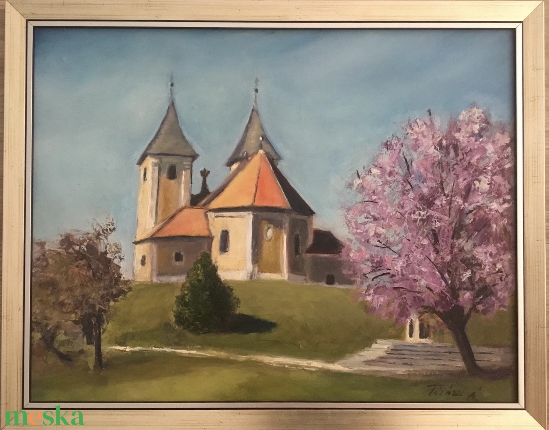 Fertőszéplak templomdomb  c. olajfestmény - művészet - festmény - olajfestmény - Meska.hu