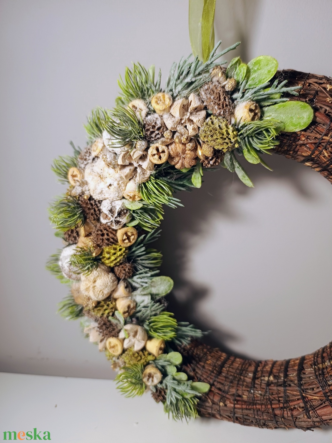 Téli fa alapon ünnepi adventi téli alkalmi ajtódísz kopogtató - otthon & életmód - dekoráció - ajtó- és ablak dekoráció - ajtódísz & kopogtató - Meska.hu