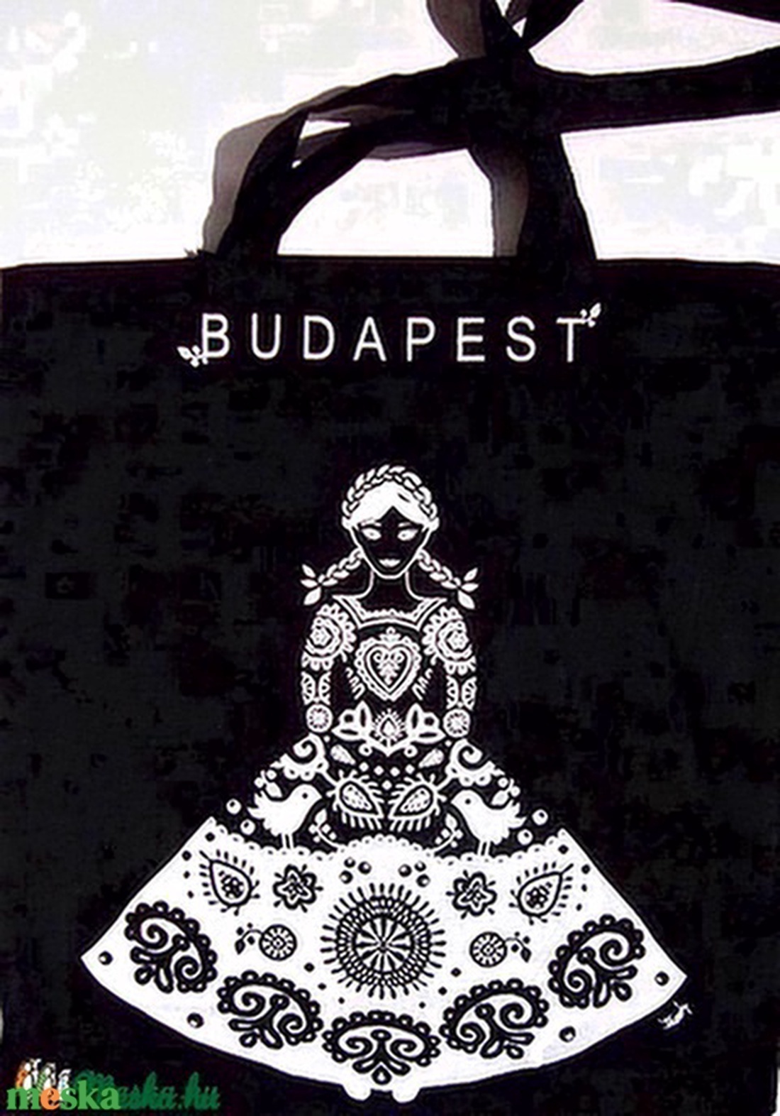 'Menyecske' -Budapest shoppingoló, bevásárló táska- fekete - táska & tok - kézitáska & válltáska - Meska.hu