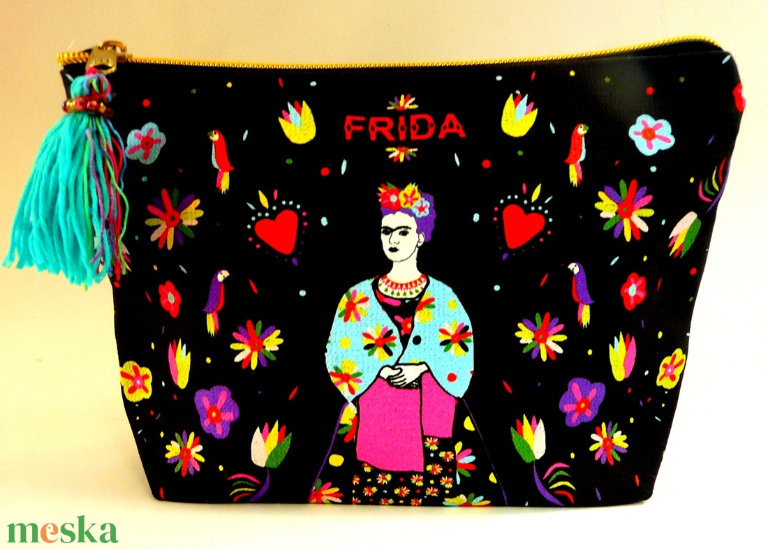 'Frida ' fekete óriás neszesszer / sminktáska/ erszény/mobil/bármi tok - táska & tok - neszesszer - Meska.hu 'Frida ' fekete óriás neszesszer / sminktáska/ erszény/mobil/bármi tok - táska & tok - neszesszer - Meska.hu