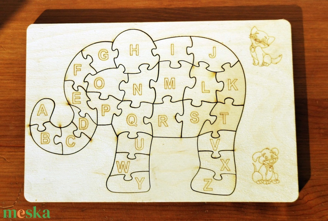Betűk puzzle kirakó - játék & sport - készségfejlesztő és logikai játék - szín és formaválogató játékok - Meska.hu