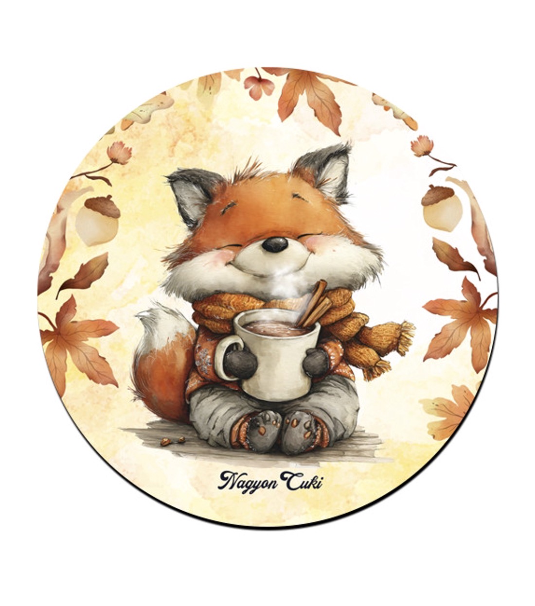 Cuki őszi kávézós róka mintás pohár alátét -  - Meska.hu