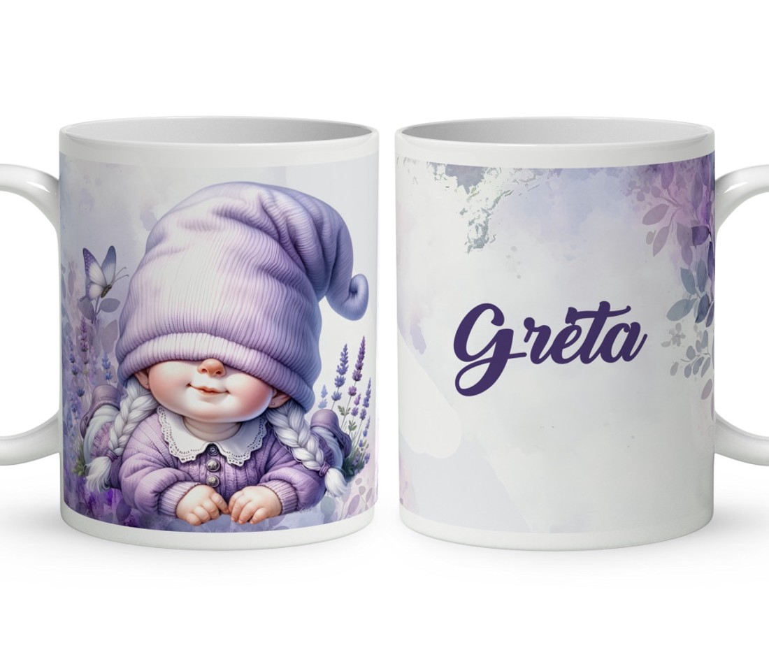 Névvel kérhető - Cuki fekvő levendulás manólány mintás bögre - otthon & életmód - konyhafelszerelés, tálalás - tálalás - bögre & csésze - Meska.hu
