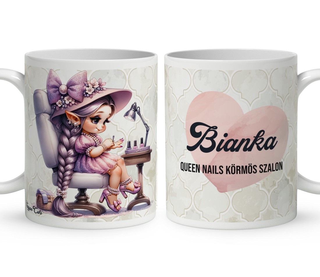 Névvel kérhető - Cuki lila Körmös manólány mintás bögre - otthon & életmód - konyhafelszerelés, tálalás - tálalás - bögre & csésze - Meska.hu
