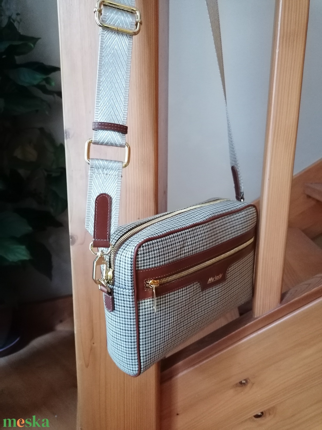 Crossbody vászon bőr női táska. - táska & tok - bevásárlás & shopper táska - kenyeres zsák - Meska.hu