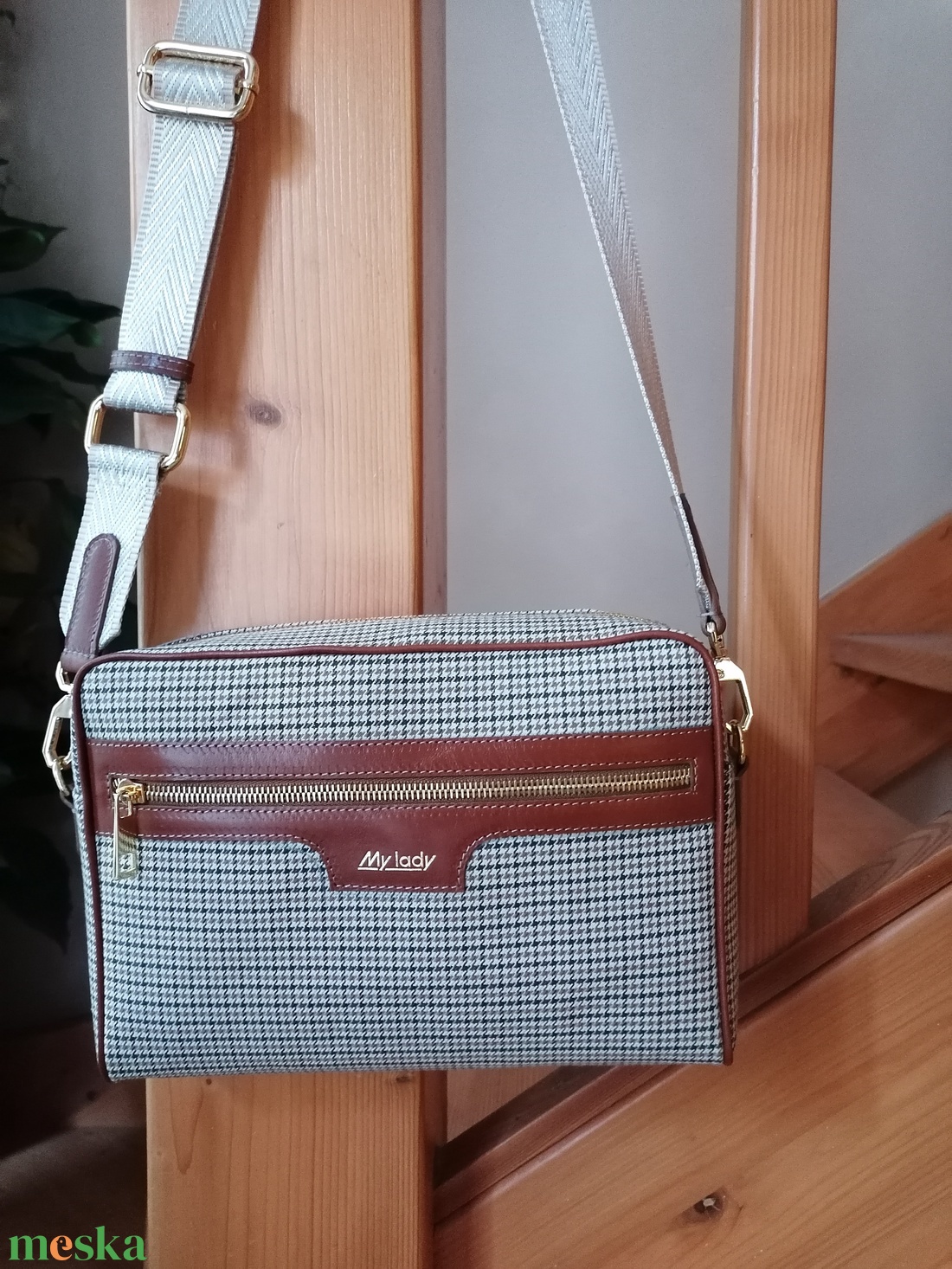 Crossbody vászon bőr női táska. - táska & tok - bevásárlás & shopper táska - kenyeres zsák - Meska.hu