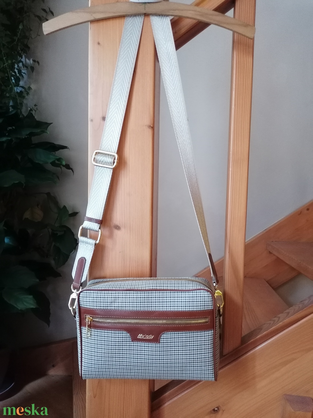 Crossbody vászon bőr női táska. - táska & tok - bevásárlás & shopper táska - kenyeres zsák - Meska.hu