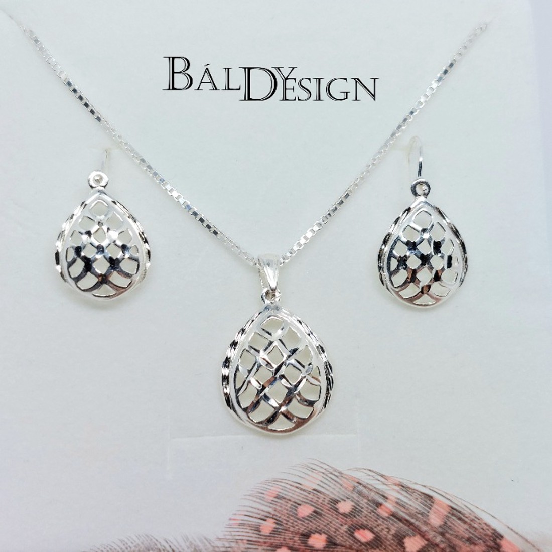  Ezüst csepp fülbevaló és medál szett -  - Meska.hu