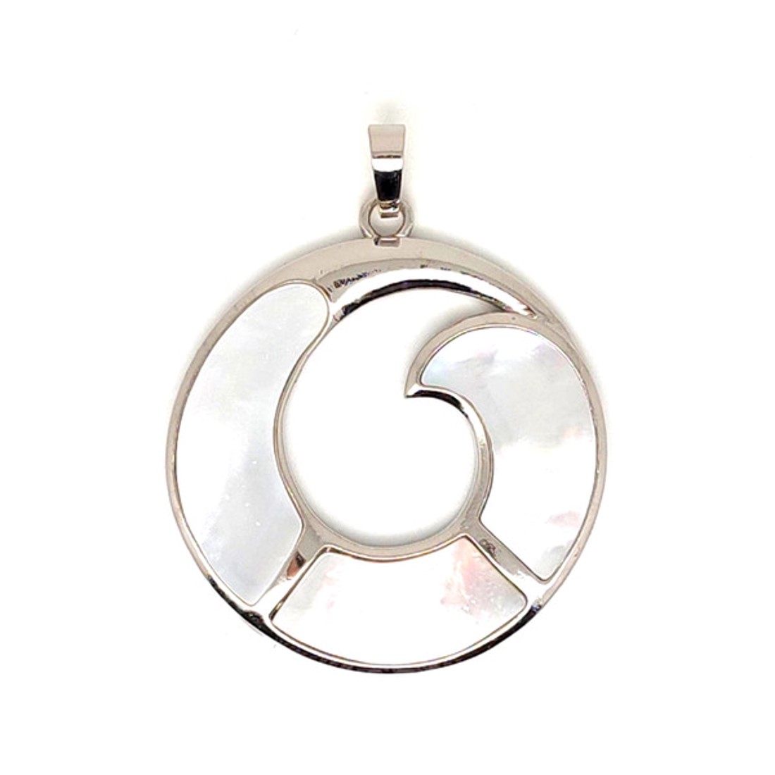 Pávakagyló (abalone) medál spirál foglalatban 40mm - ékszer - nyaklánc - medál - Meska.hu