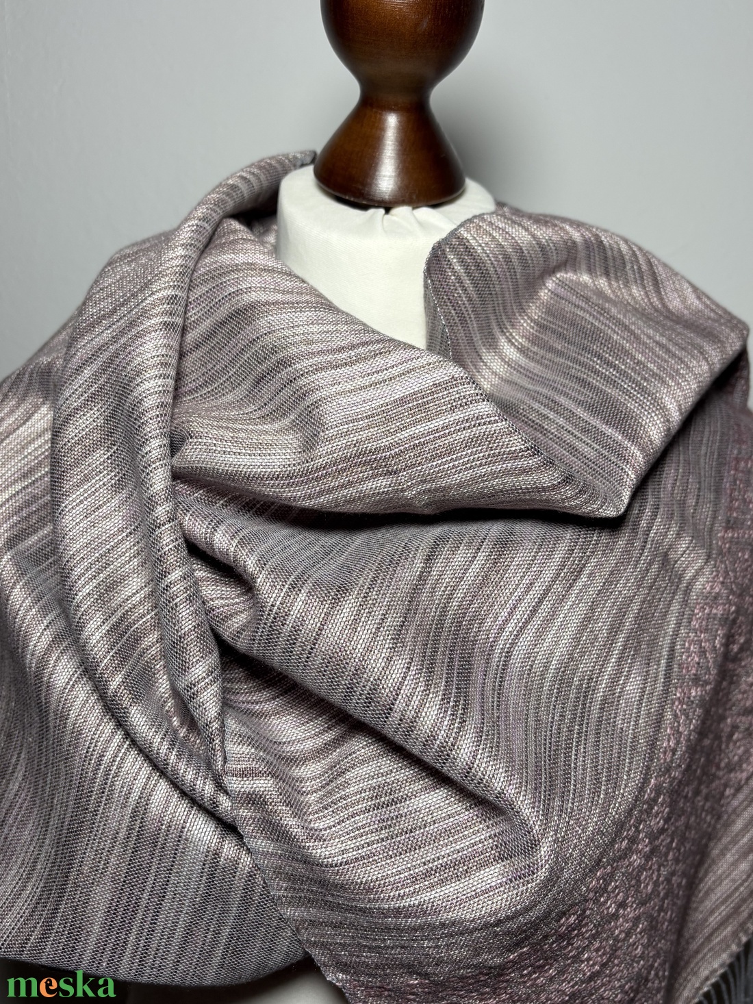 Kézzel szőtt elegáns Lila - Rózsaszín Selyem Kendő - ruha & divat - sál, sapka, kendő - kendő - Meska.hu