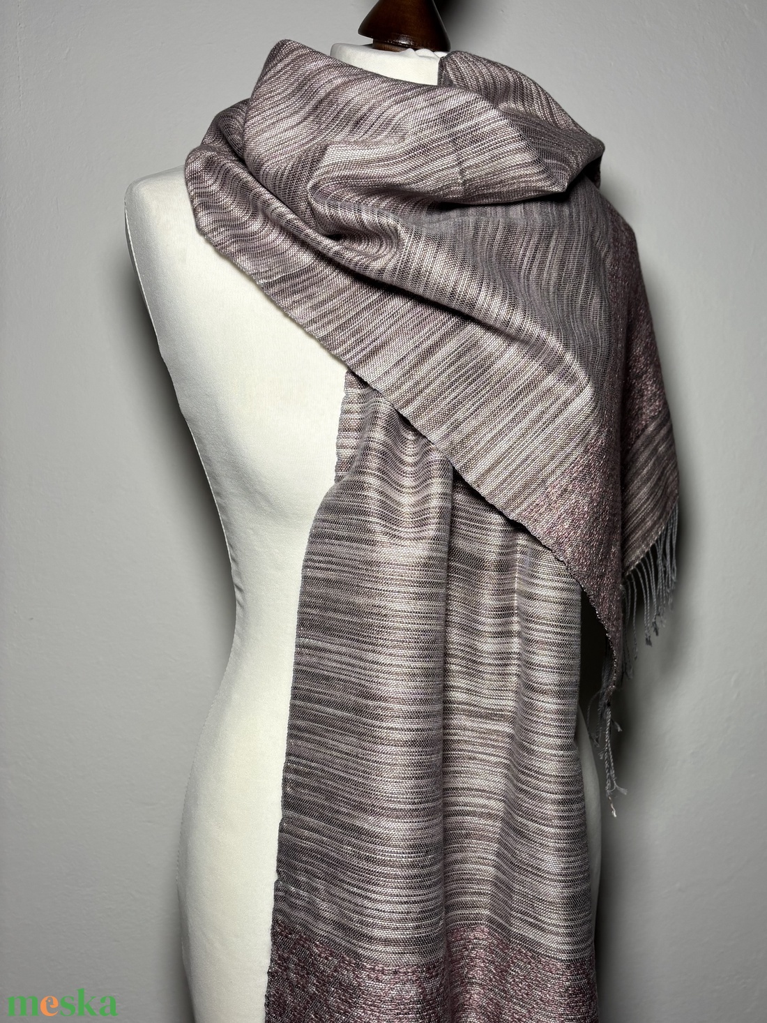 Kézzel szőtt elegáns Lila - Rózsaszín Selyem Kendő - ruha & divat - sál, sapka, kendő - kendő - Meska.hu