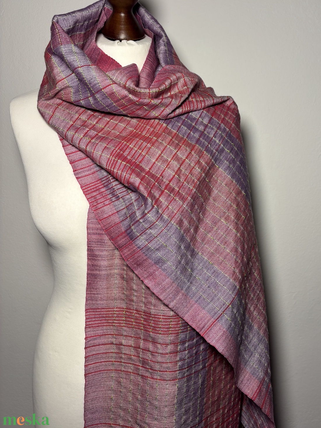 Kézzel szőtt Lilás Selyem Kendő - ruha & divat - sál, sapka, kendő - kendő - Meska.hu