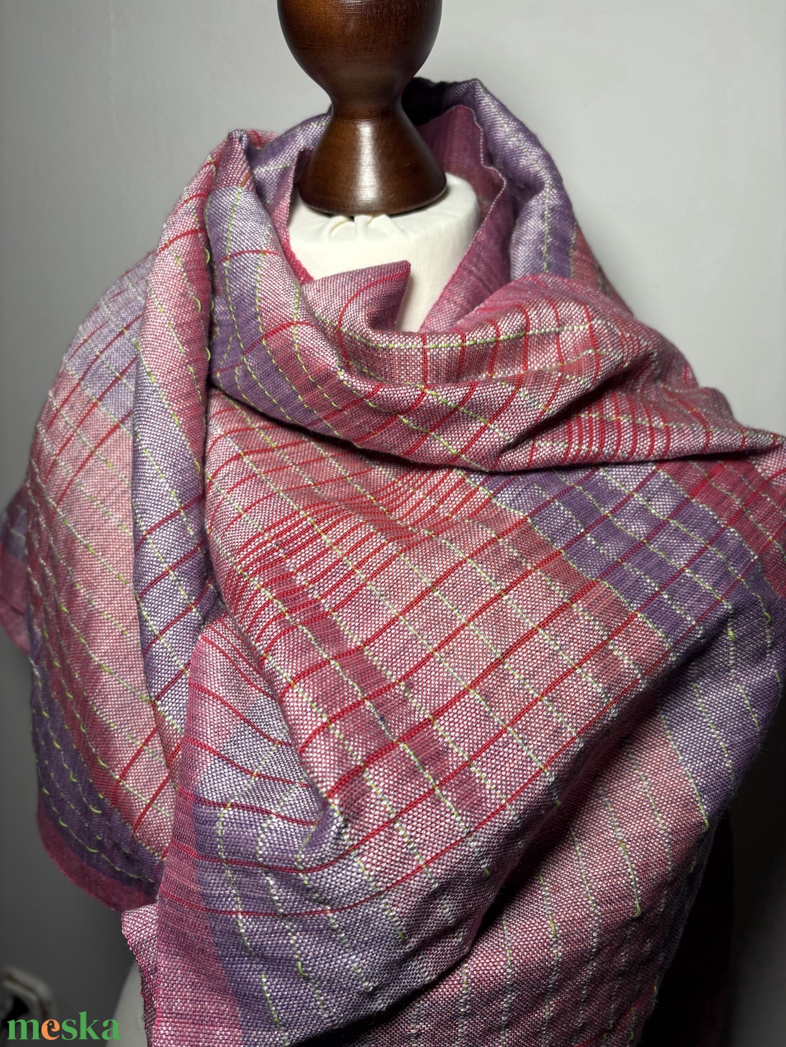 Kézzel szőtt Lilás Selyem Kendő - ruha & divat - sál, sapka, kendő - kendő - Meska.hu