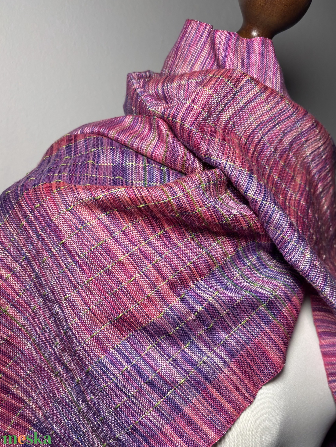 Kézzel szőtt Pink Magenta Selyem Kendő - ruha & divat - sál, sapka, kendő - kendő - Meska.hu