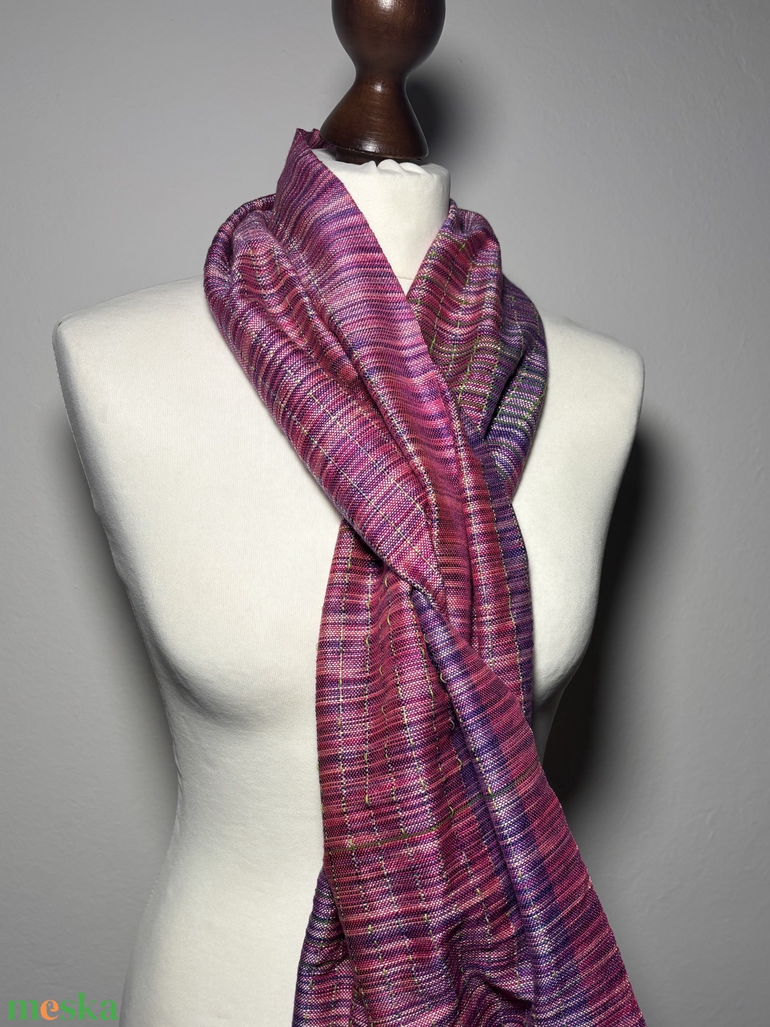 Kézzel szőtt Pink Magenta Selyem Kendő - ruha & divat - sál, sapka, kendő - kendő - Meska.hu