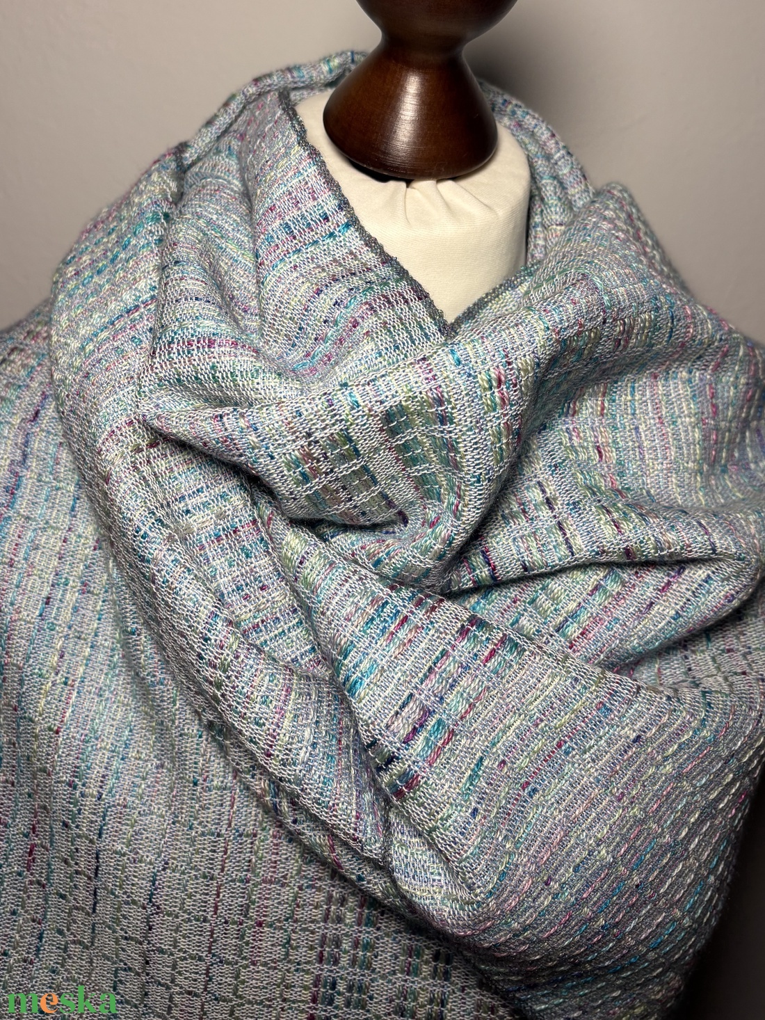 Kézzel szőtt Kék Zöld Pink színátmenetes Selyem Kendő - ruha & divat - sál, sapka, kendő - kendő - Meska.hu