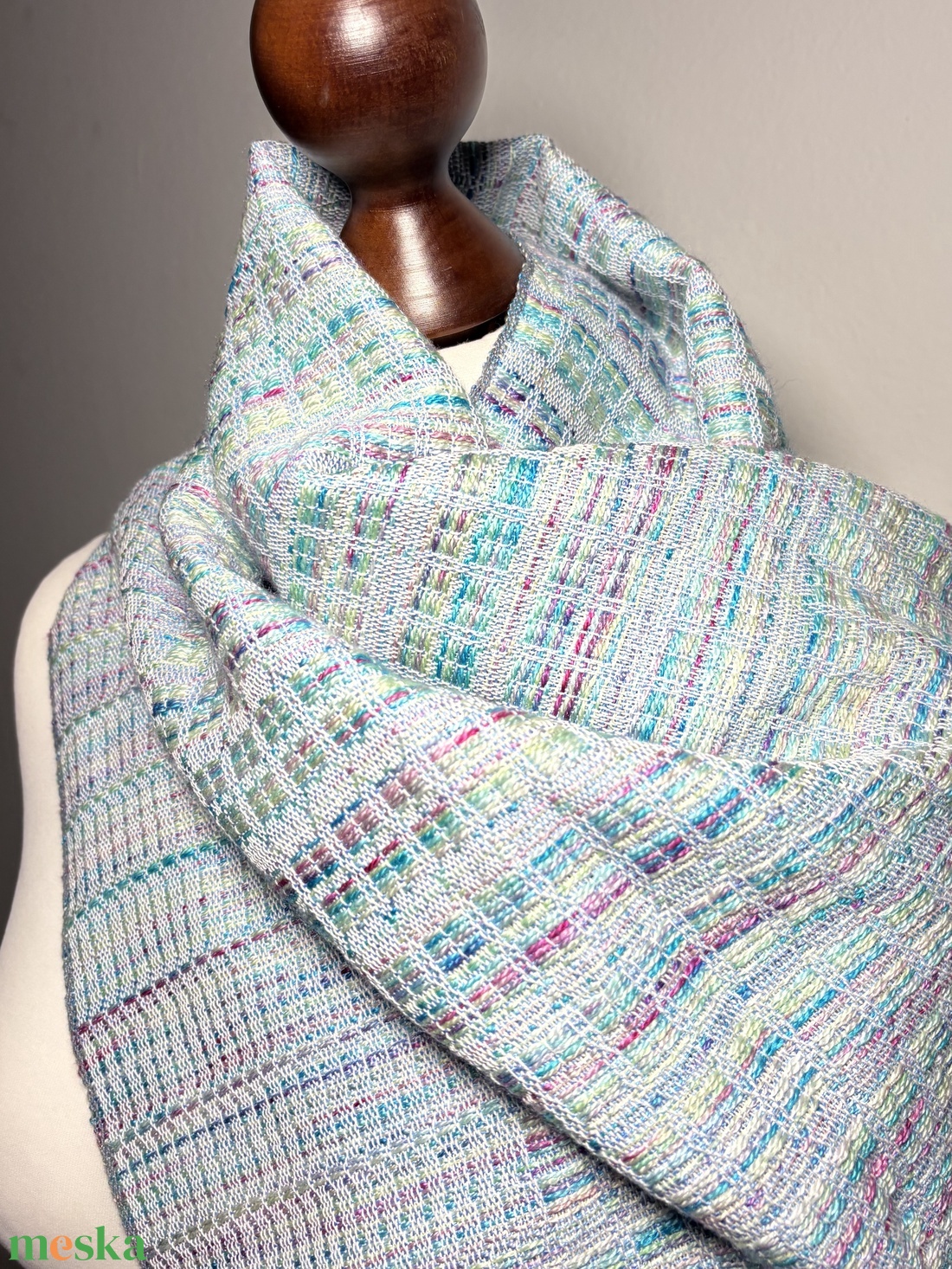 Kézzel szőtt Kék Zöld Pink színátmenetes Selyem Kendő - ruha & divat - sál, sapka, kendő - kendő - Meska.hu