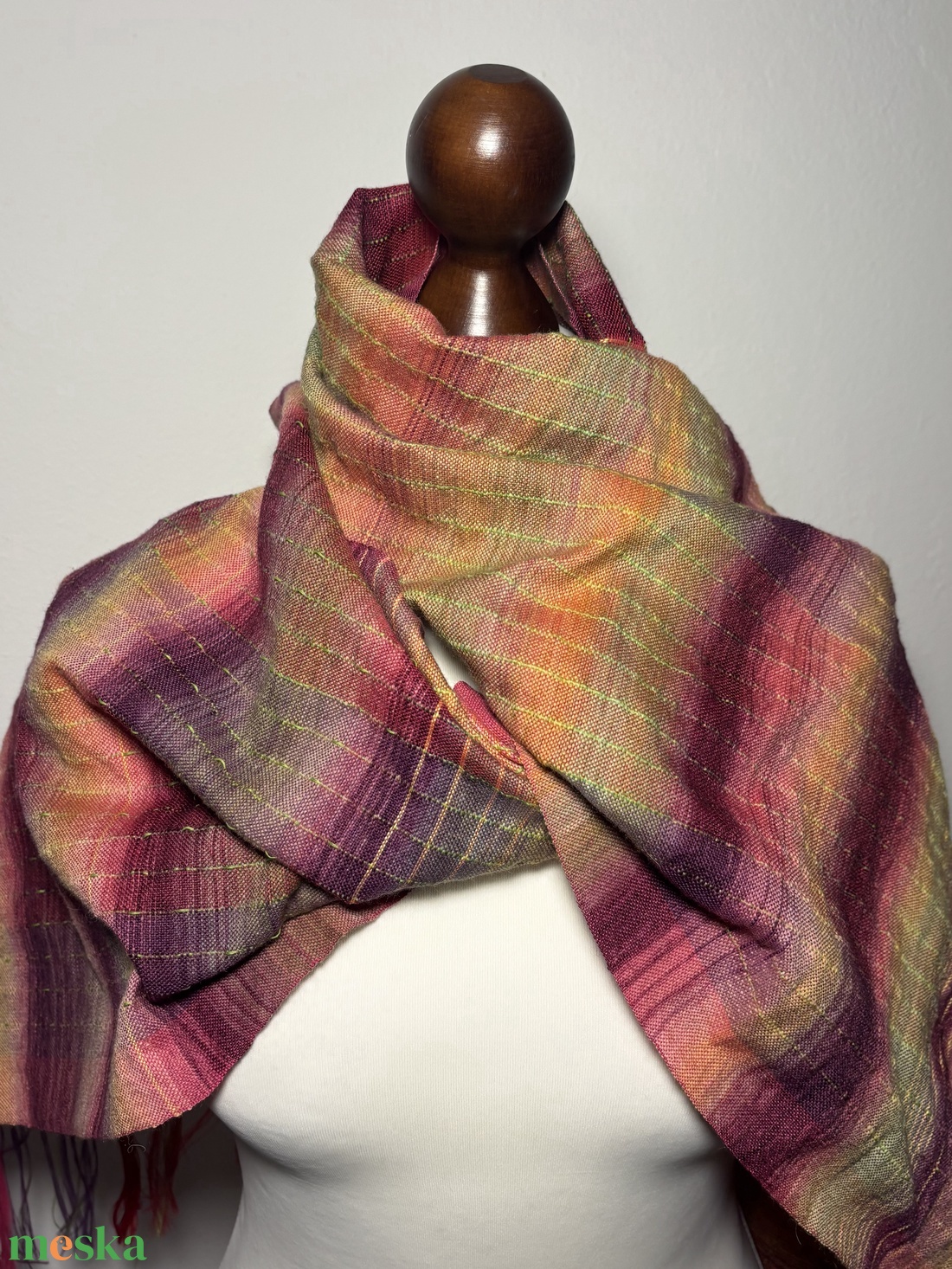 Kézzel szőtt Zöld Mályva Merinó és Teveszőr Kendő - ruha & divat - sál, sapka, kendő - kendő - Meska.hu