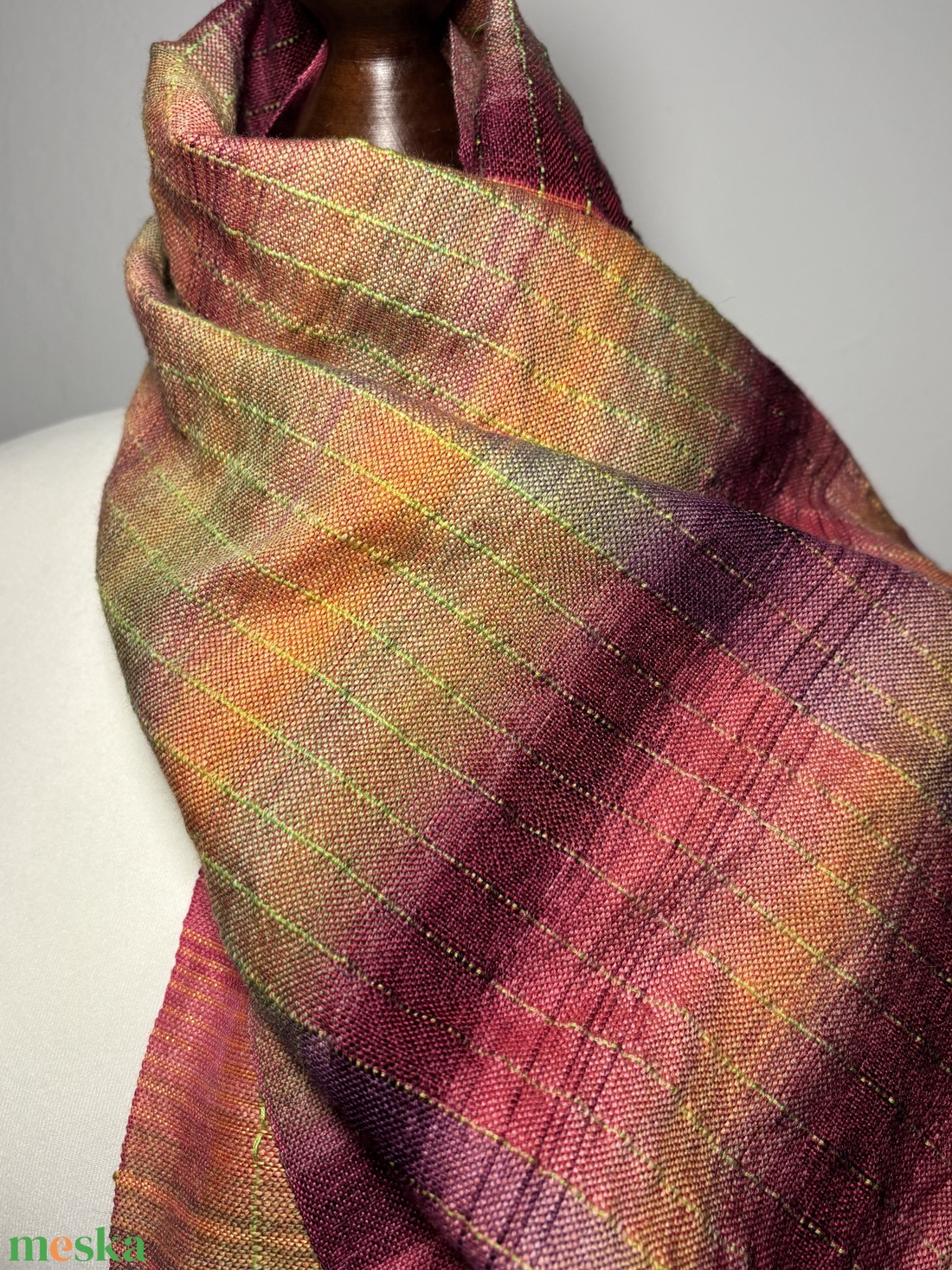 Kézzel szőtt Zöld Mályva Merinó és Teveszőr Kendő - ruha & divat - sál, sapka, kendő - kendő - Meska.hu