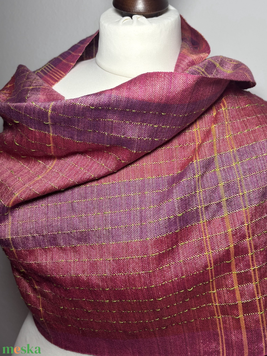 Kézzel szőtt Rózsaszín - Mályva Selyem Kendő - ruha & divat - sál, sapka, kendő - kendő - Meska.hu