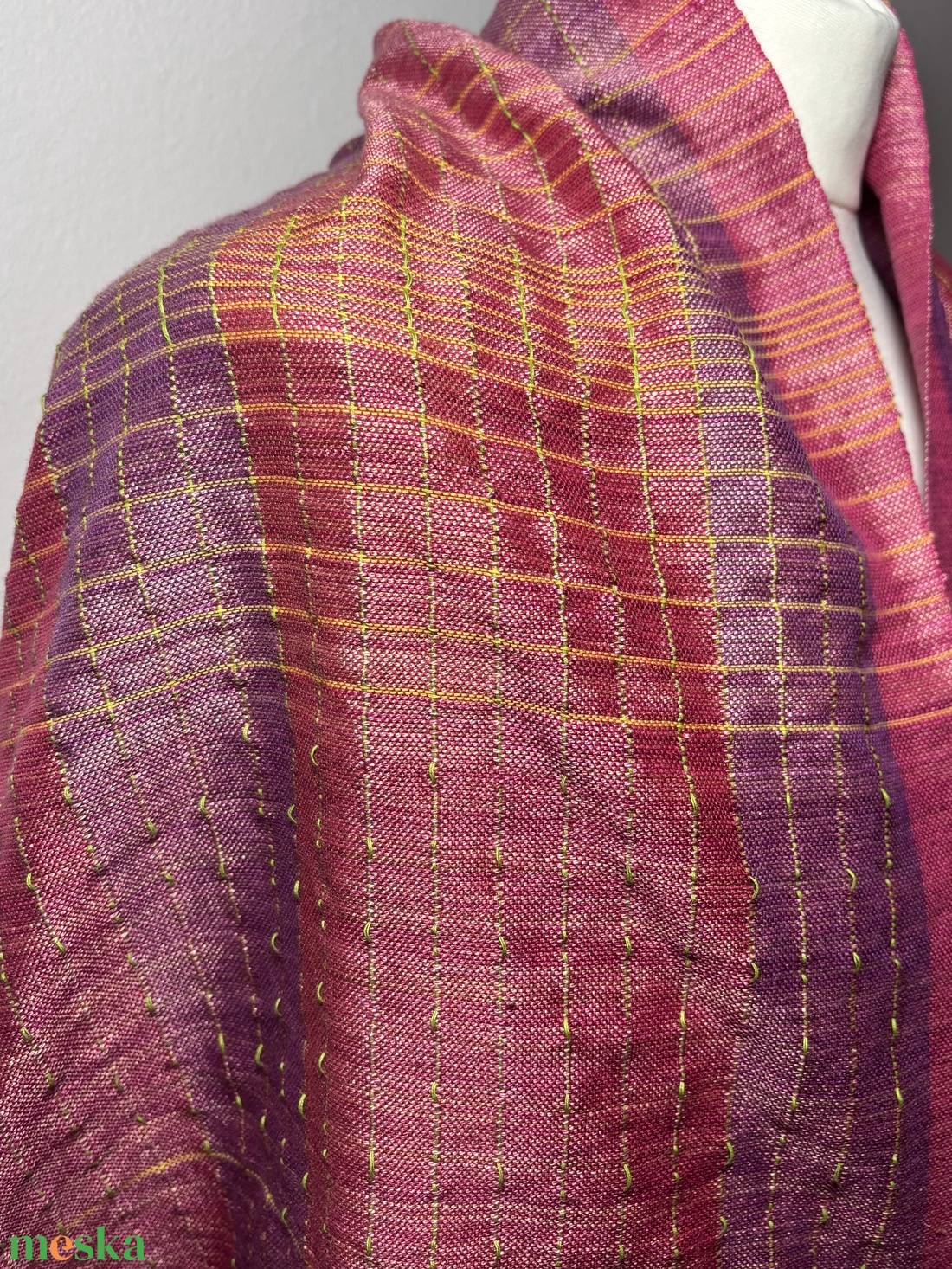 Kézzel szőtt Rózsaszín - Mályva Selyem Kendő - ruha & divat - sál, sapka, kendő - kendő - Meska.hu