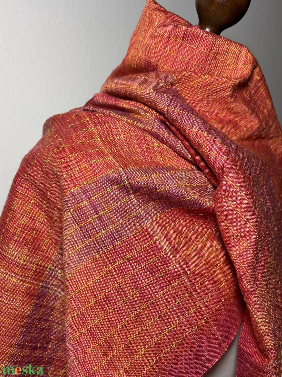 Kézzel szőtt Terrakotta Merino - Selyem Kendő - ruha & divat - sál, sapka, kendő - kendő - Meska.hu