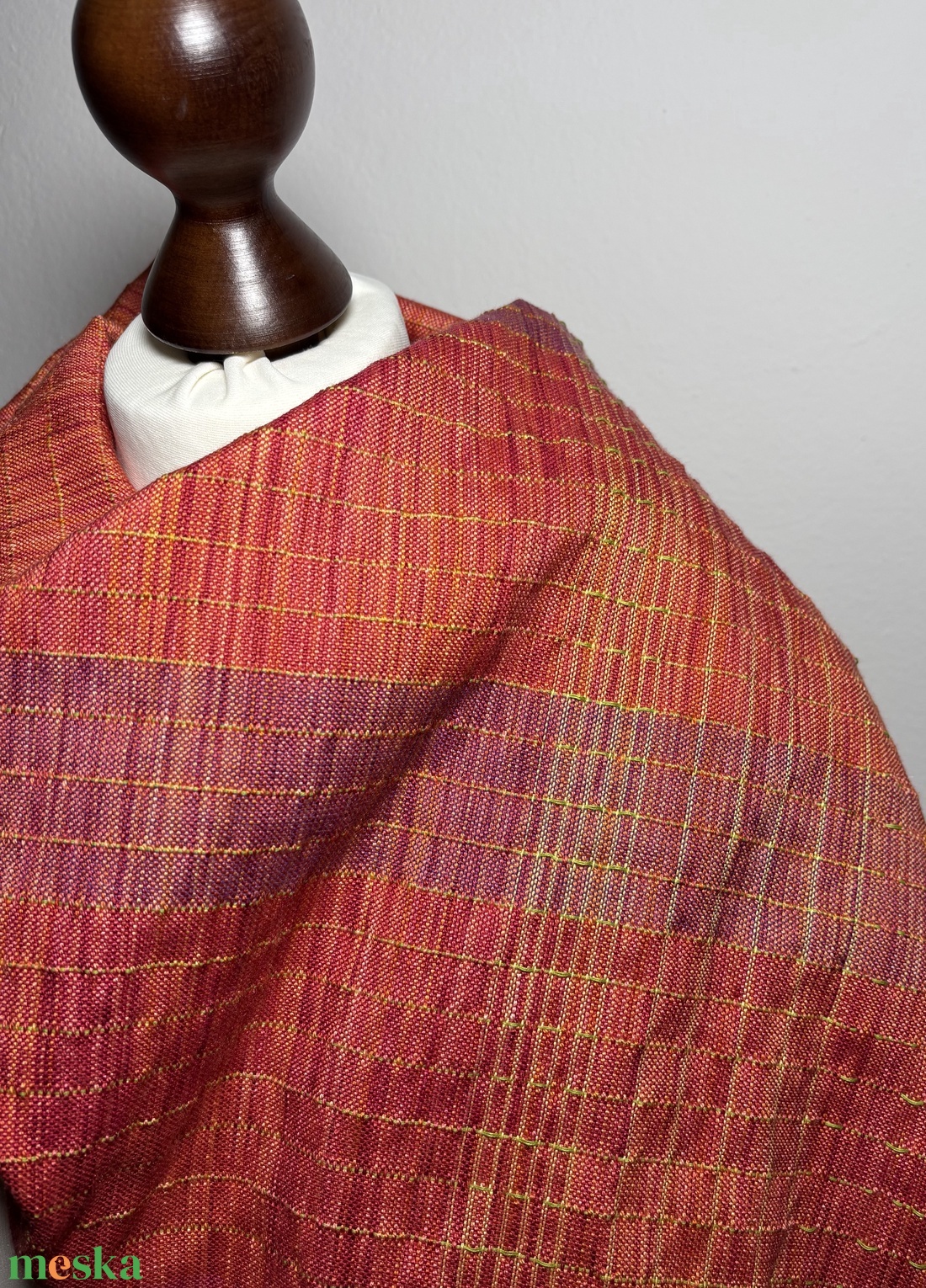 Kézzel szőtt Terrakotta Merino - Selyem Kendő - ruha & divat - sál, sapka, kendő - kendő - Meska.hu