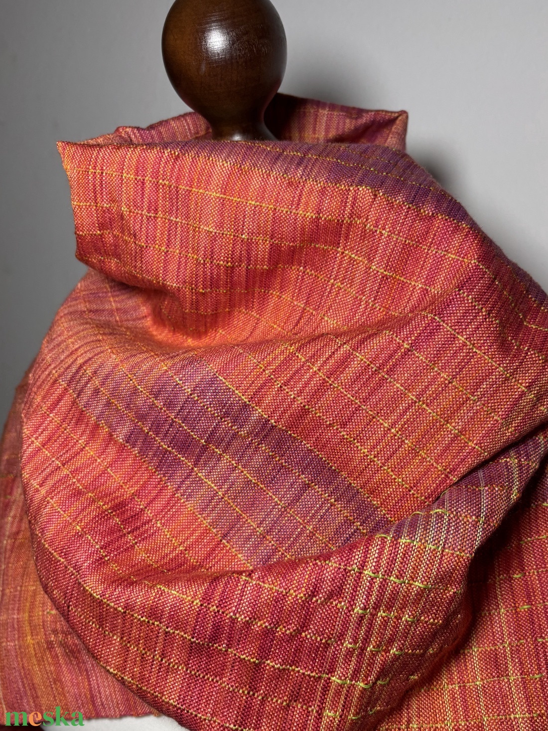 Kézzel szőtt Terrakotta Merino - Selyem Kendő - ruha & divat - sál, sapka, kendő - kendő - Meska.hu