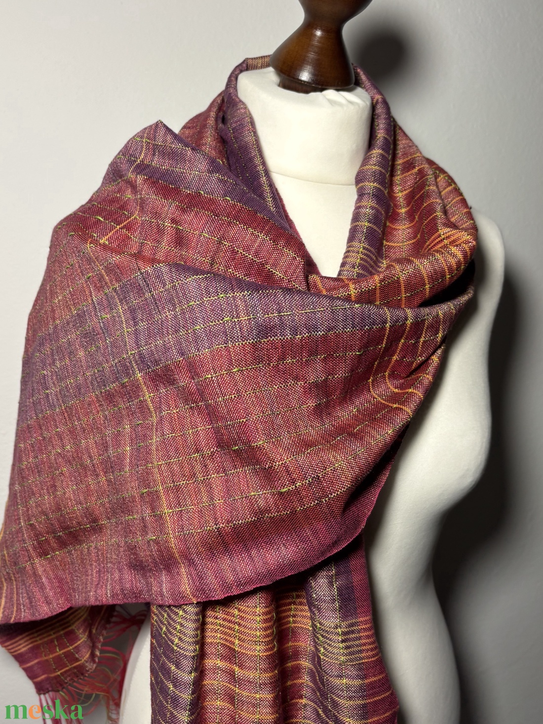 Kézzel szőtt Őszi színekben játszó Selyem Kendő - ruha & divat - sál, sapka, kendő - kendő - Meska.hu