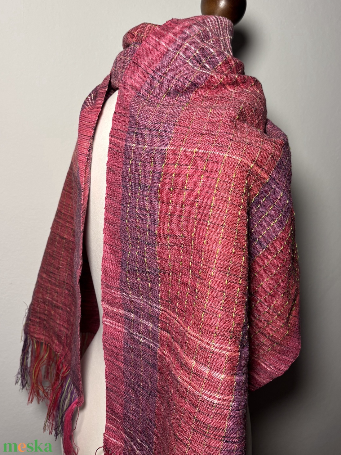 Kézzel szőtt Pink Merinó Kendő - ruha & divat - sál, sapka, kendő - kendő - Meska.hu